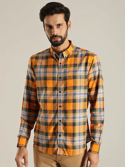 Indian Terrain Men's Slim Fit Full Sleeve Checkered Multicolor Shirt